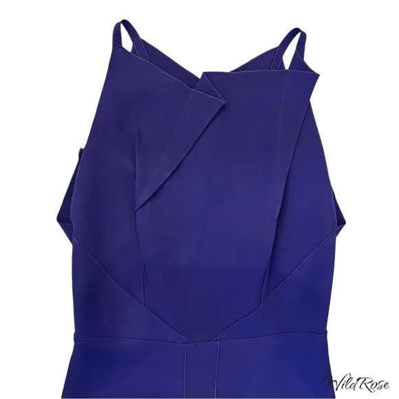 ROLAND MOURET Eggplant Purple Fitted Tailored Cut Out Back Sheath Dress SZ US 10 - Picture 7 of 11